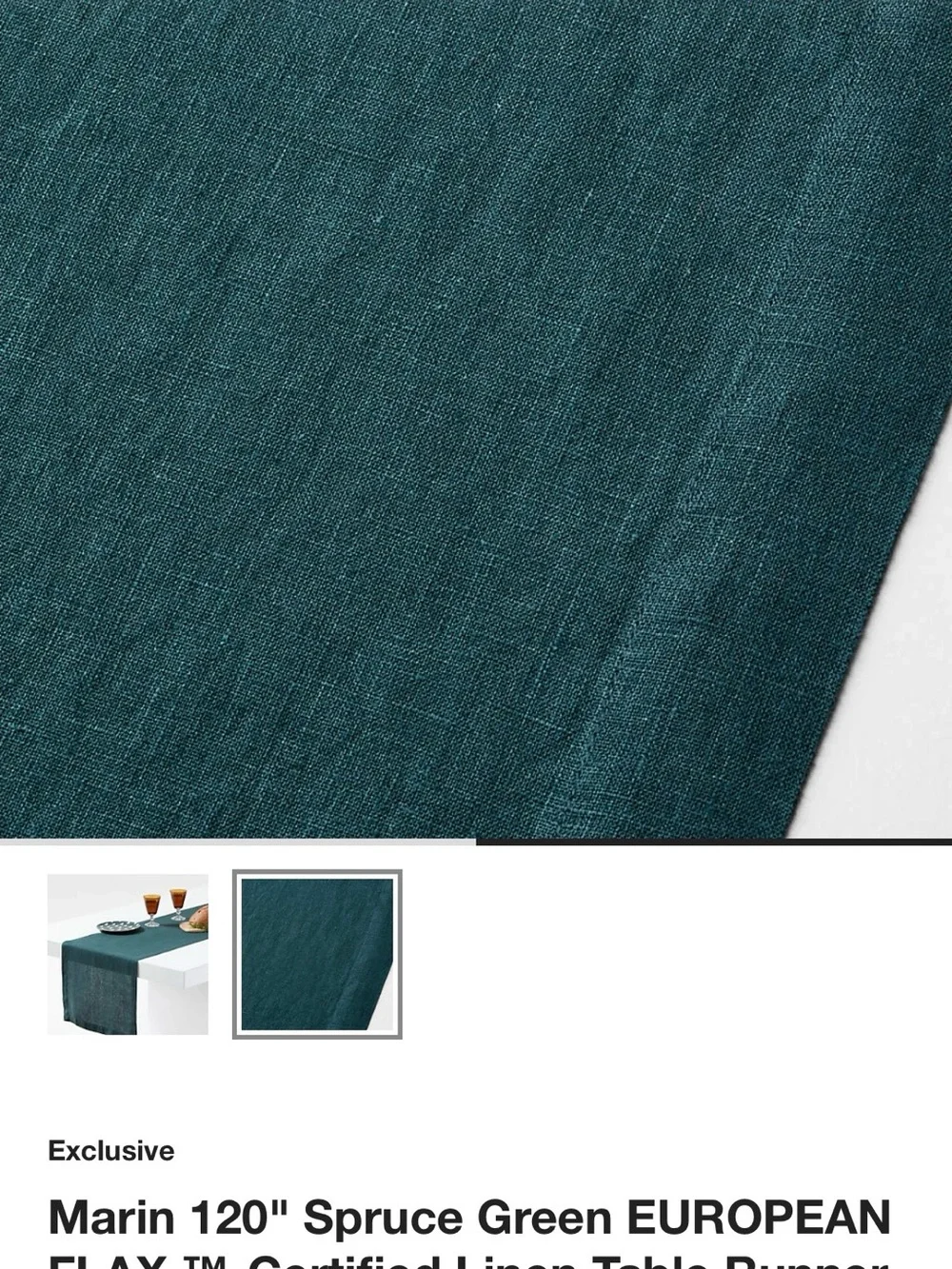 Crate&Barrel Marin European Flax Linen Table Runner